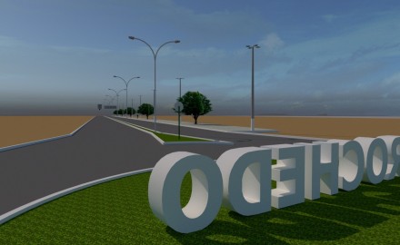 Prefeitura de Rochedo está instalando iluminação de LED na entrada da cidade