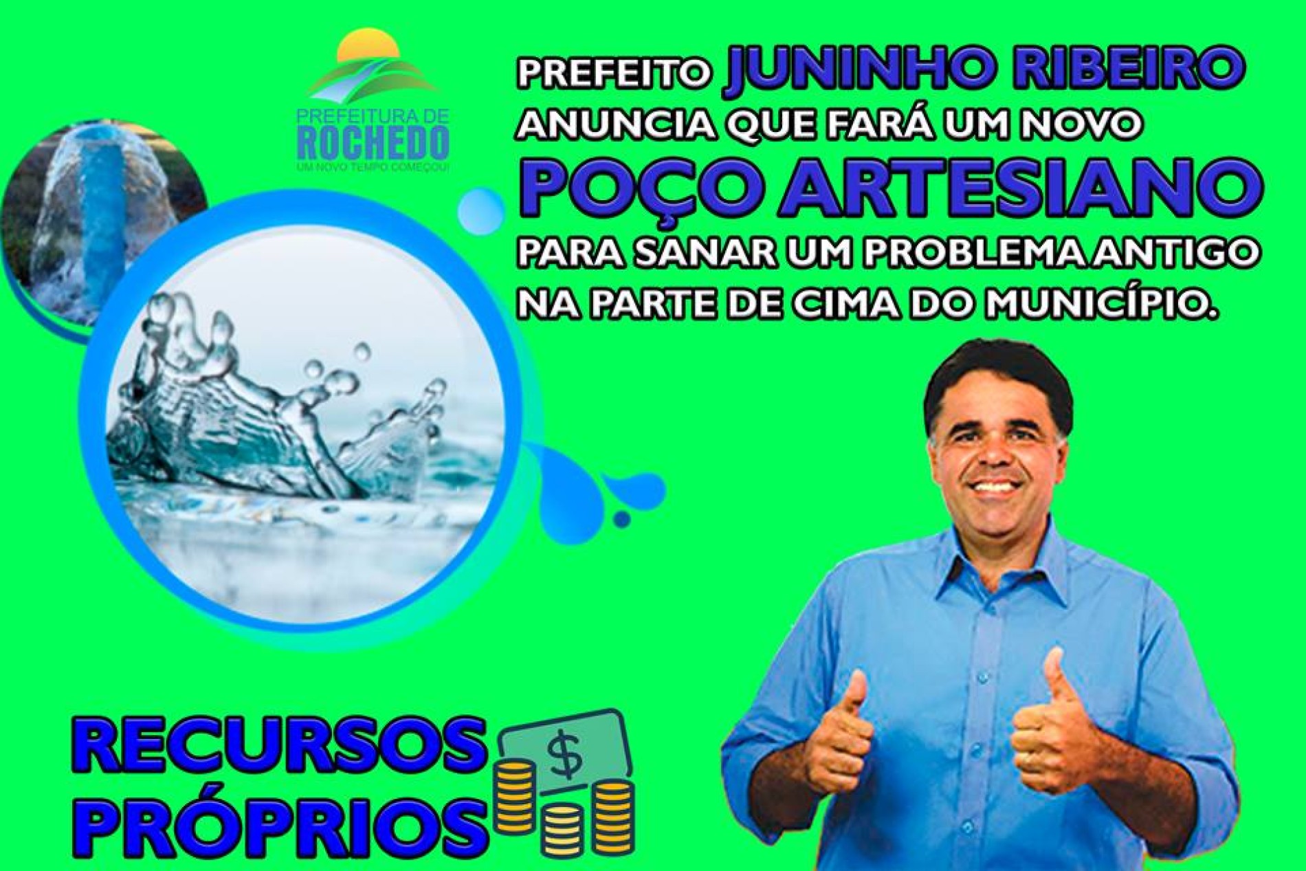 Prefeitura irá perfurar “NOVO POÇO ARTESIANO” que beneficiará toda a parte de cima da cidade com RECURSOS PRÓPRIOS